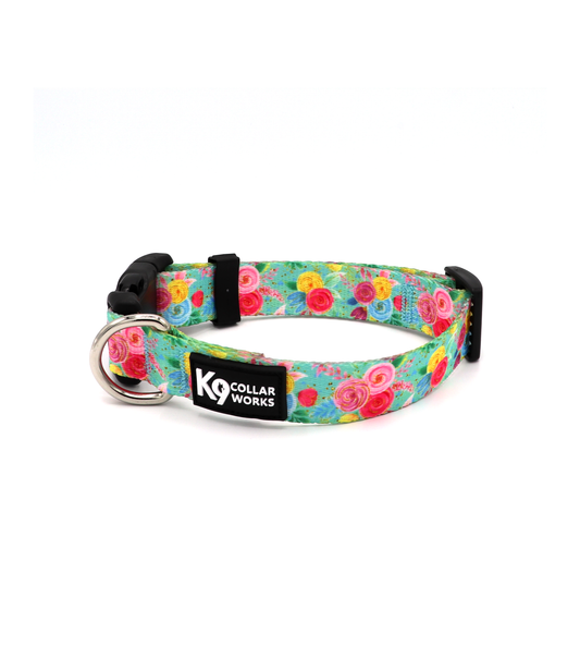 1" Dog Collar - Blue Floral