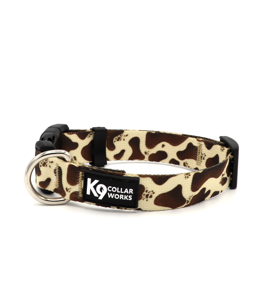 1" Dog Collar - Brown Cow