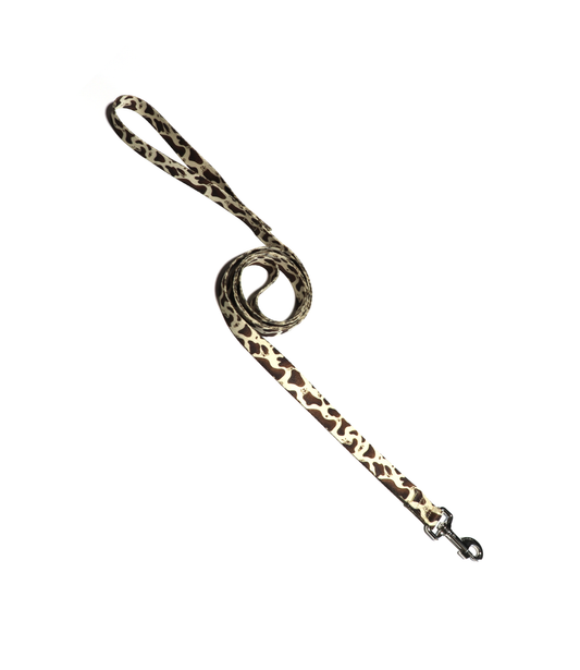 1" Dog Leash - Brown Cow